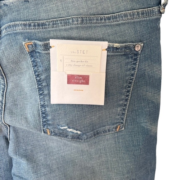 Pilcro x Anthropologie - NEW The Stet Slim Straight Distressed Jeans Sz 31 - Picture 5 of 9